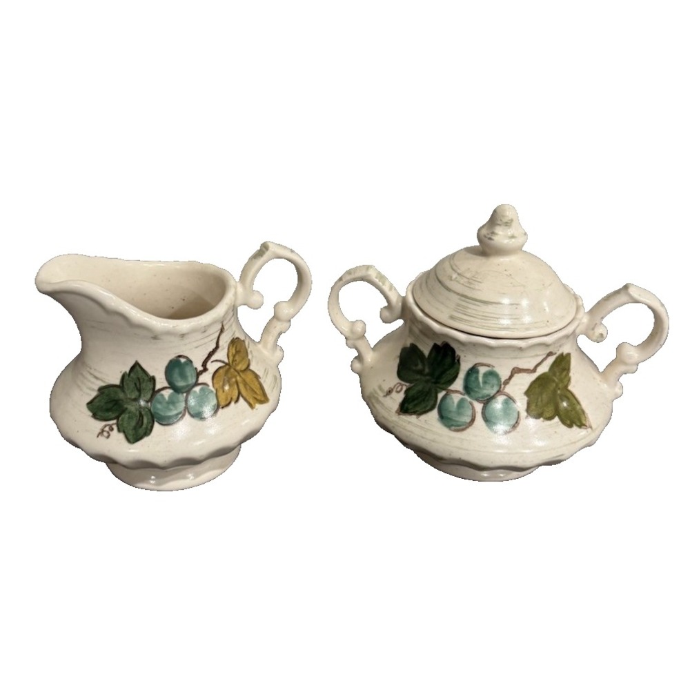 Vintage Vernon Poppytrail Ware by Metlox Vineyard Lot Creamer & Sugar Bowl‎